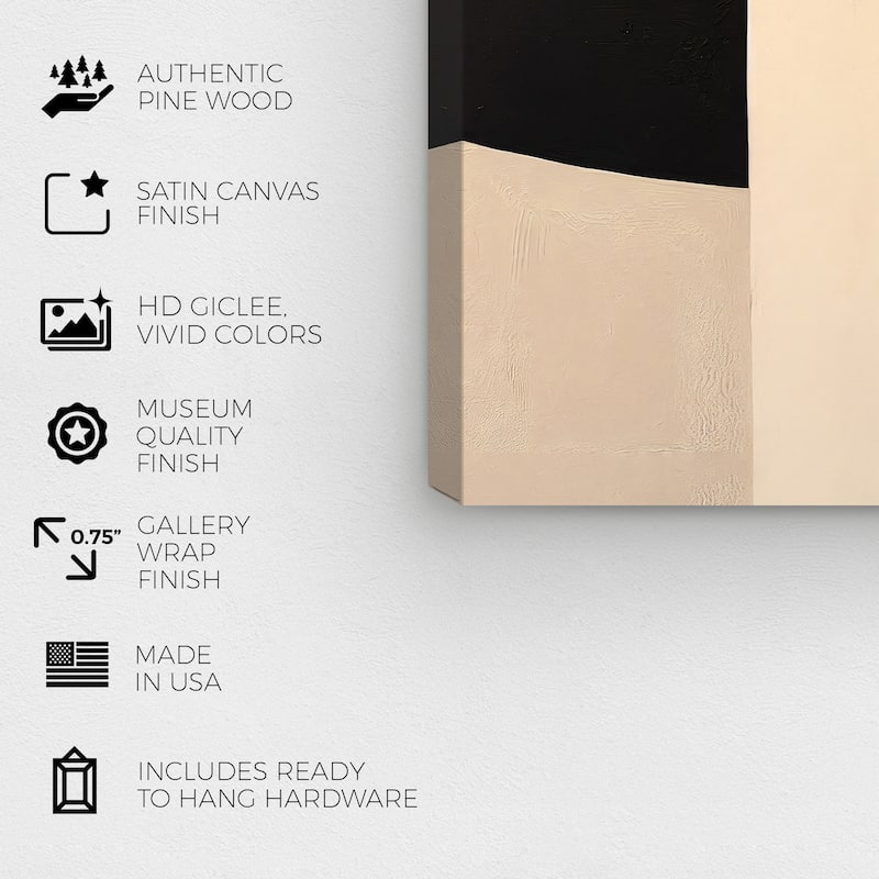 Wynwood Studio Canvas Abstract Mat in Earthtones Black and Tan Modern & Contemporary Wall Art Canvas Print
