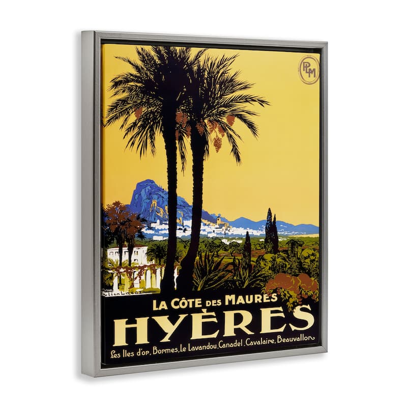 Stupell Vintage Tropical Travel Ad Framed Floater Canvas Wall Art Design By Marcus Jules