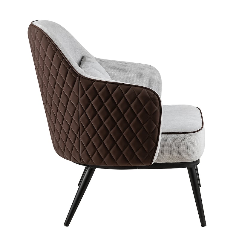 Alsine Grey Transitional Faux Leather Diamond Quilted Accent Chair by Furniture of America
