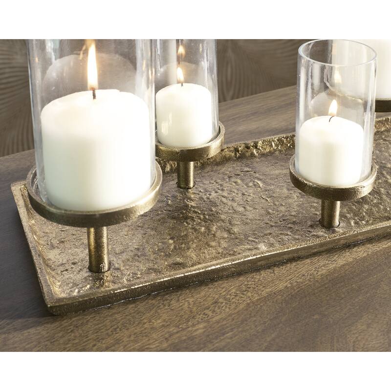 Signature Design by Ashley Wallmond Brown/Clear Candle Holder - 25.88" W x 6.63" D x 8.13" H