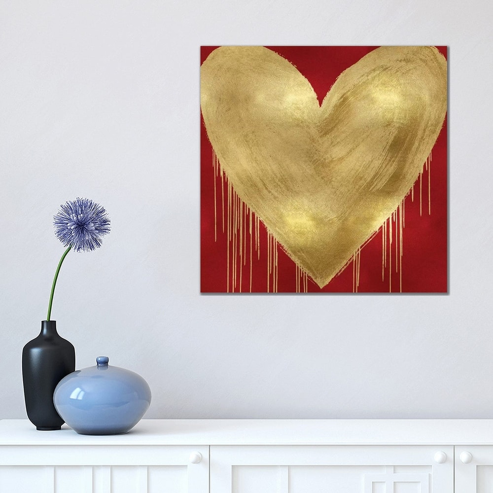 iCanvas "Big Hearted Gold on Red" by Lindsay Rodgers Canvas Print
