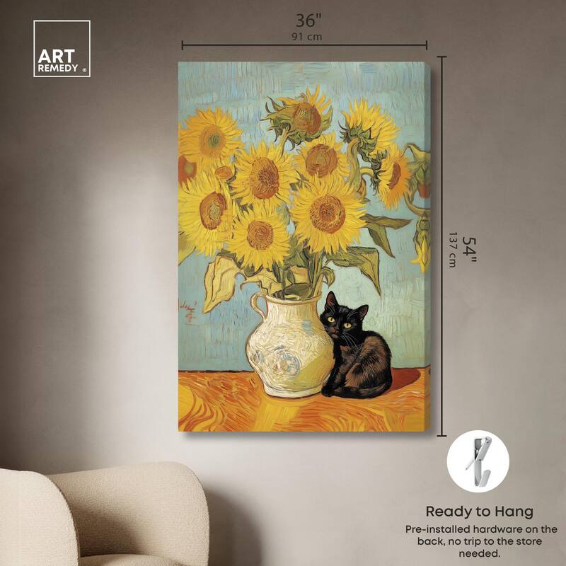 Sunflower Kitten Canvas by Art Remedy, Gallery Wrapped