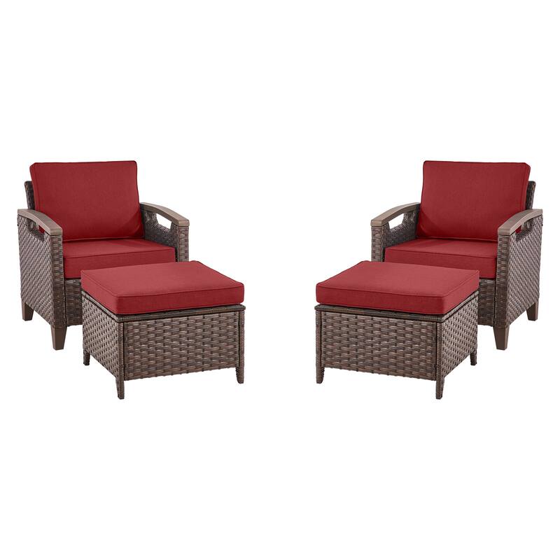 Pocassy Outdoor Brown Wicker Funitre with Cushion Set