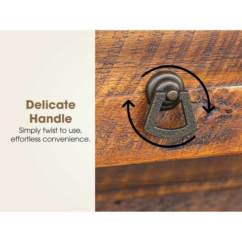 Montana Acacia Wood Bedside Cabinet Rustic Farmhouse End Table Storage