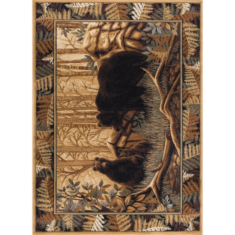 Natural Lodge Novelty Graphic Indoor Area Rug