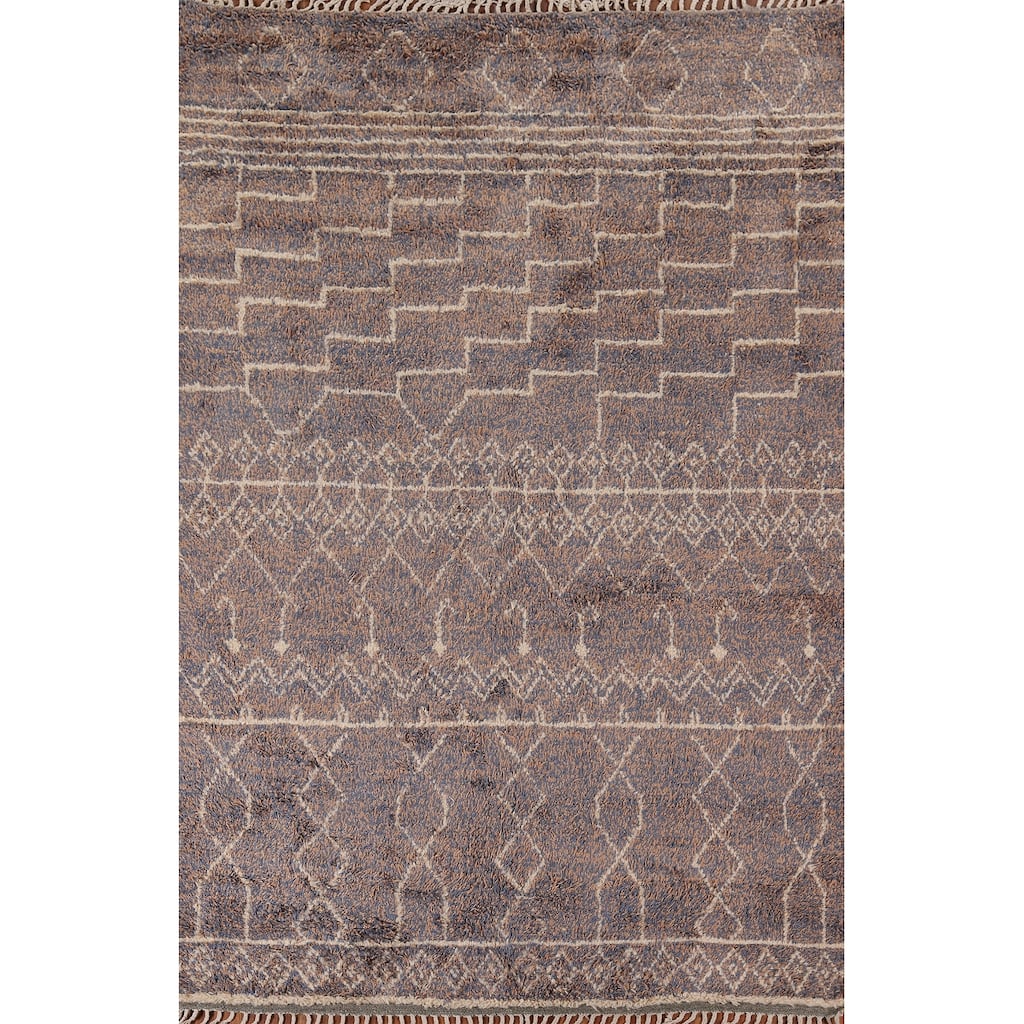 Plush Moroccan Area Rug Hand-Knotted Wool Carpet - 6'9" x 10'3"
