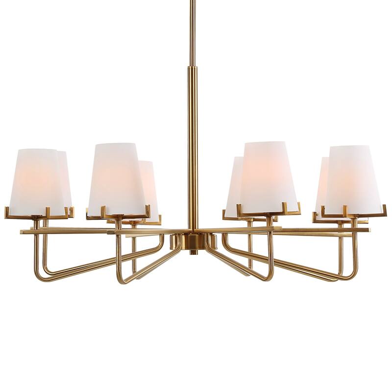 8 Light Transitional Style Round Ceiling Chandelier - 36" - Gold and White