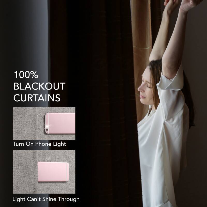 Deconovo Total Blackout Faux Linen Curtains 2 Panels