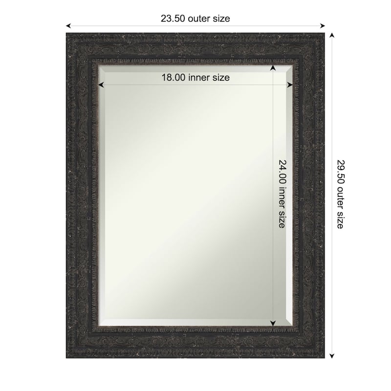 Attic Aged Beveled Wood Framed Wall Mirror - 24 x 30 in - Attic Aged Black