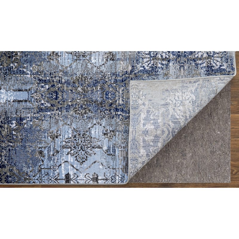 Javers Modern Abstract Deco, Ice Blue/Navy Blue, Area Rug