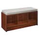 Porch & Den Southbrook 3-cube Storage Bench w/ Grey Cushion - Dark Cherry