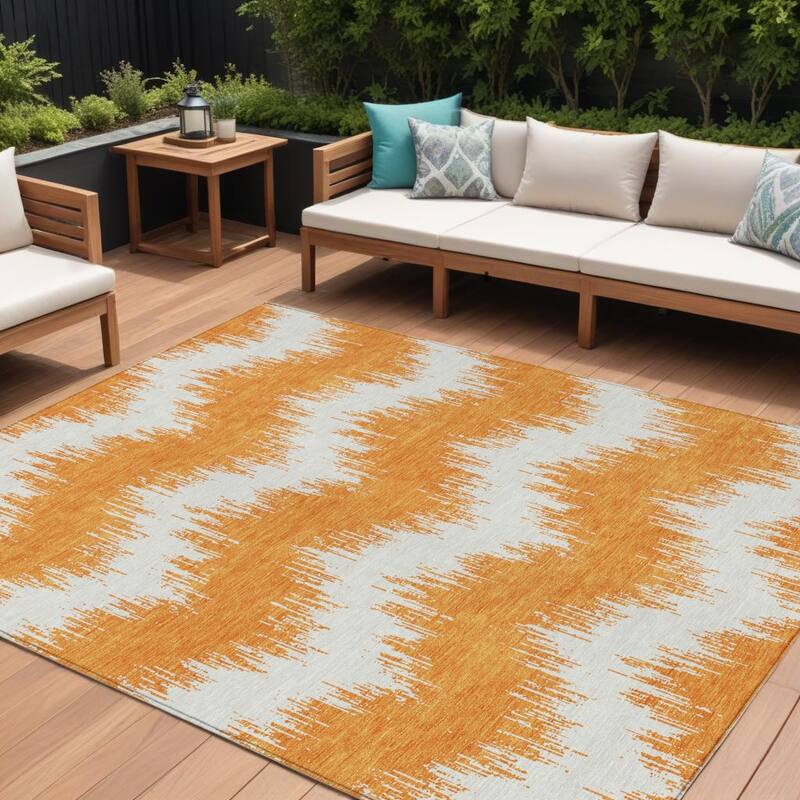 HomeRoots Chevron Transitional Rectangle Outdoor Rug - 9' X 12'