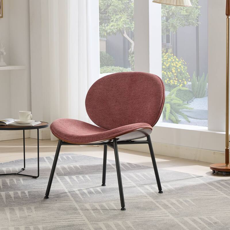 Mid-Century Modern Shell Chair Single Side Chair Tripod,Orange fabric Lounge Chair in Walnut Finish Comfortable Backrest