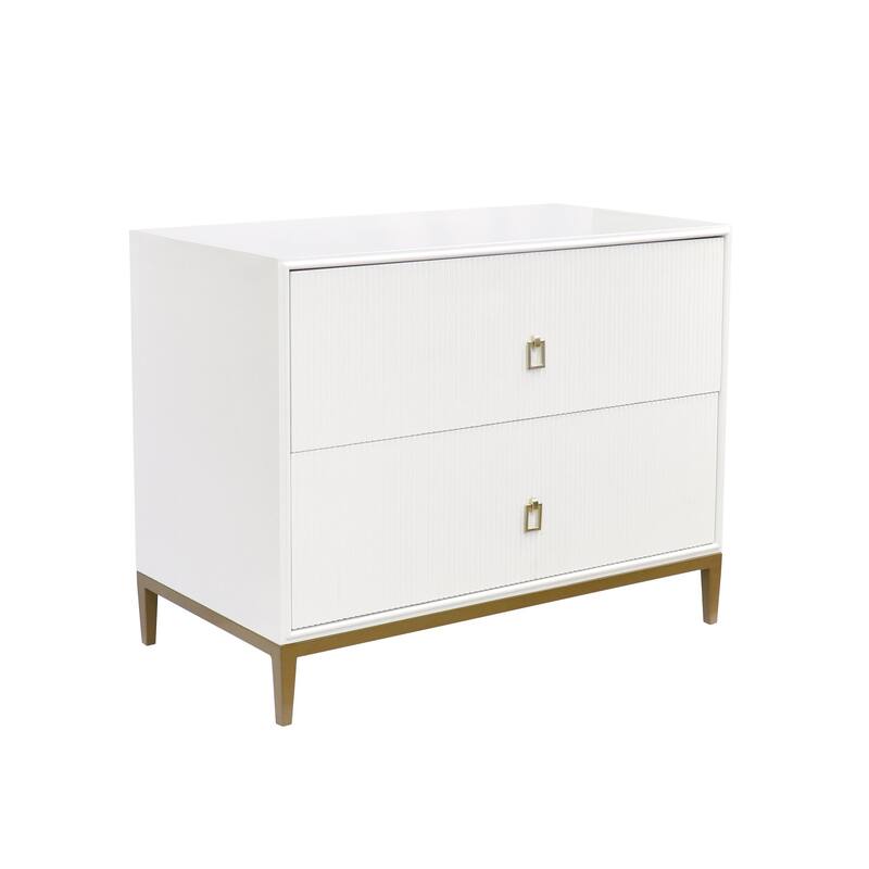 Pasargad Home Pearl Wood Nightstand with Metal Frame
