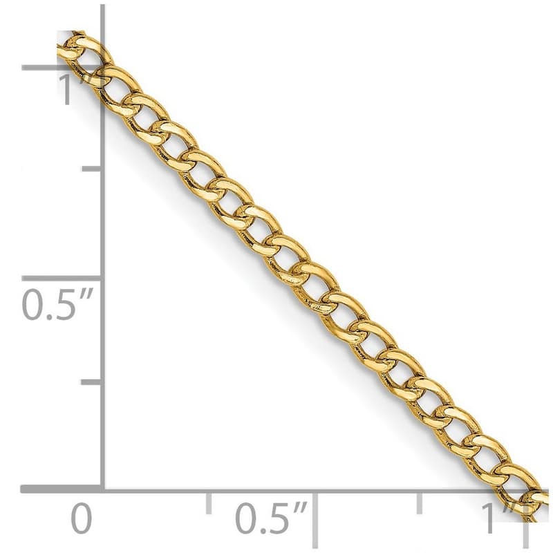 Curata 14k Yellow Gold 2.5mm Curb Chain Necklace for Men or Women
