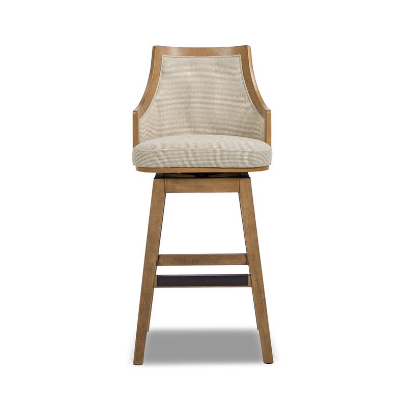 Bahama 26" Cane Rattan High-Back Swivel Counter Height Bar Stool