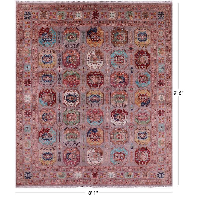 Golden Nile Turkmen Ersari Handmade Wool Rug - 8' 1" X 9' 6"