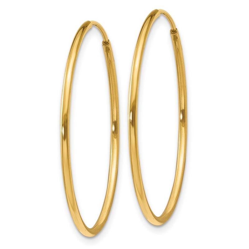 Curata 14k Yellow Gold Polished 1.25x30mm Endless Hoop Earrings
