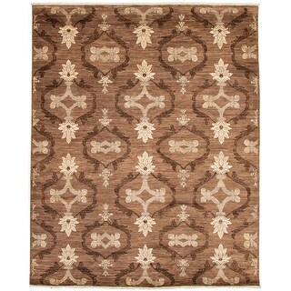 Hand-knotted Pak Finest Transitional Brown Wool Rug - Bed Bath & Beyond ...