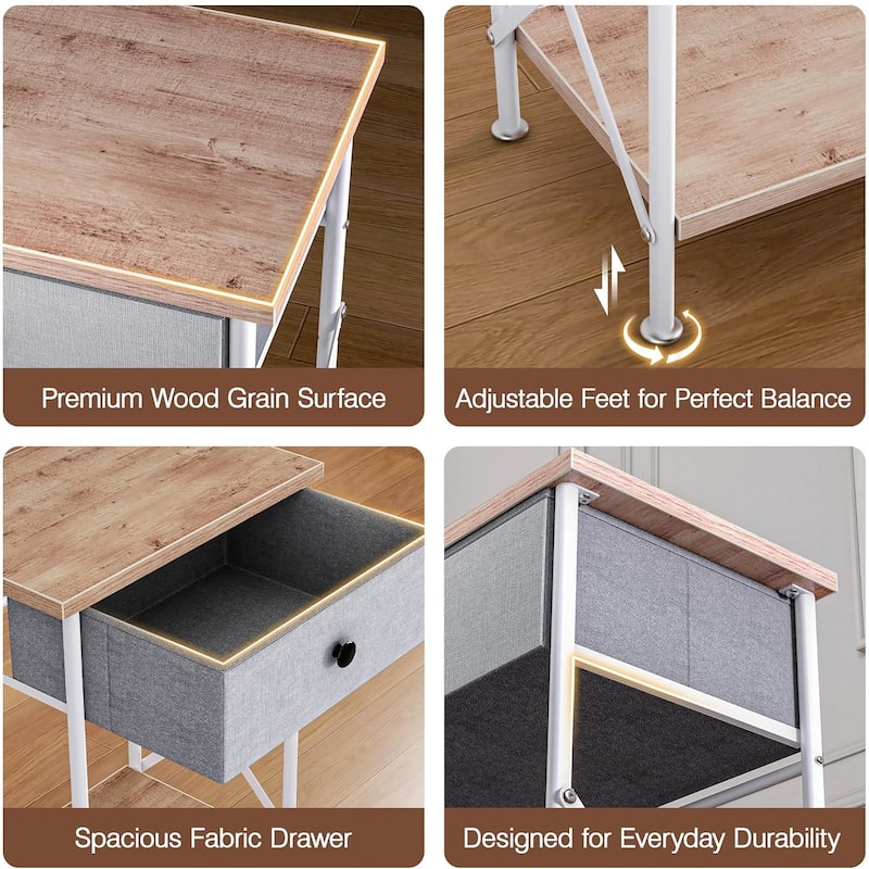 Javlergo X-Frame Nightstand with Removable Fabric Drawer 1 or 2-Pack Options Small Space Nightstand with Open Shelf for Bedroom