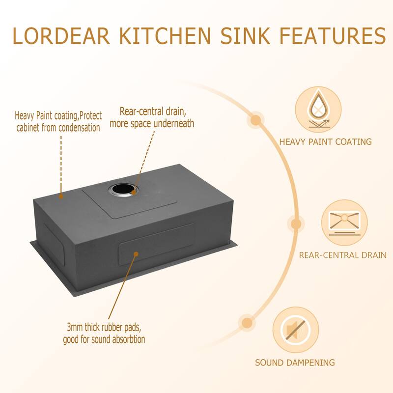 25/30/32/33 inch Stainless Steel Undermount Single Bowl Kitchen Sink