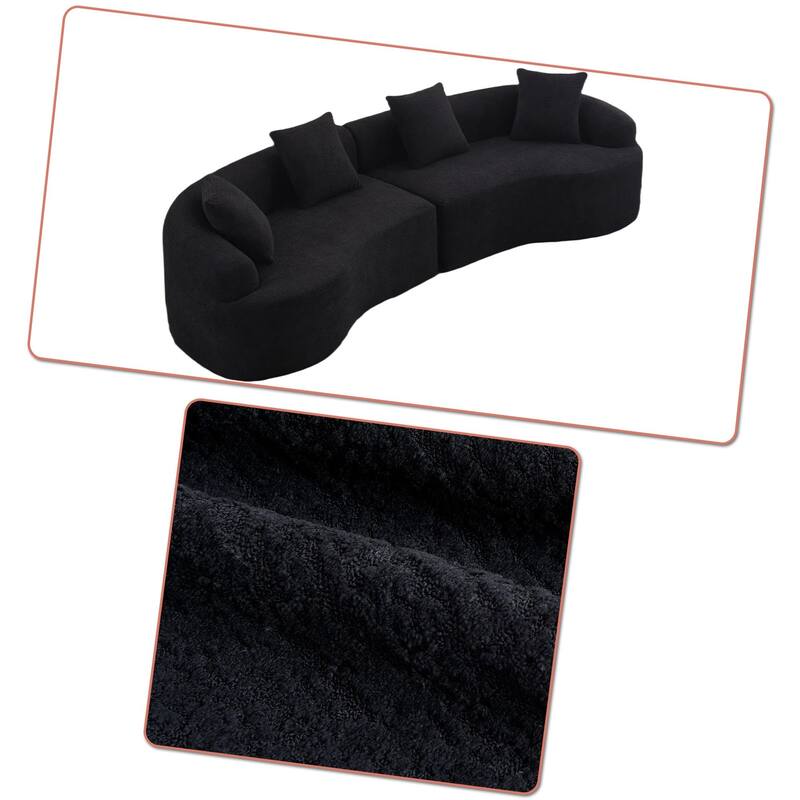 Modern Minimalist 3-Seater Frame-Free Compressed Chenille Upholstered Sectional Sofa