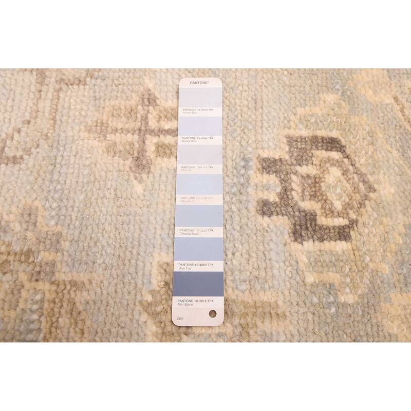 ECARPETGALLERY Hand-knotted Kavya Oushak Light Blue Wool Rug - 8'11 x 11'9
