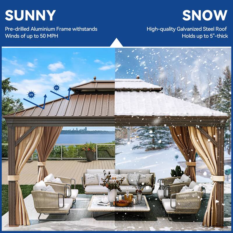 Outdoor Brown Metal Canopy Gazebo