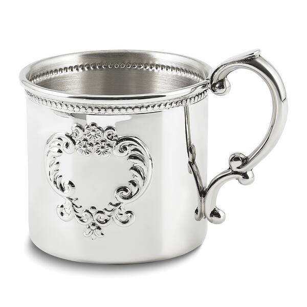 slide 1 of 1, Curata Polished Pewter Raised Design Beaded Edge 4.5 Oz. Baby Cup