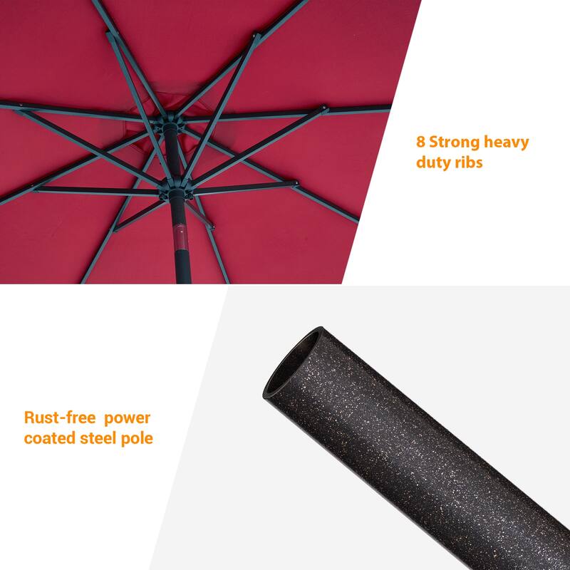 BONOSUKI 9ft Patio Umbrella,Outside Deck Table Umbrella,w/Tilt Crank