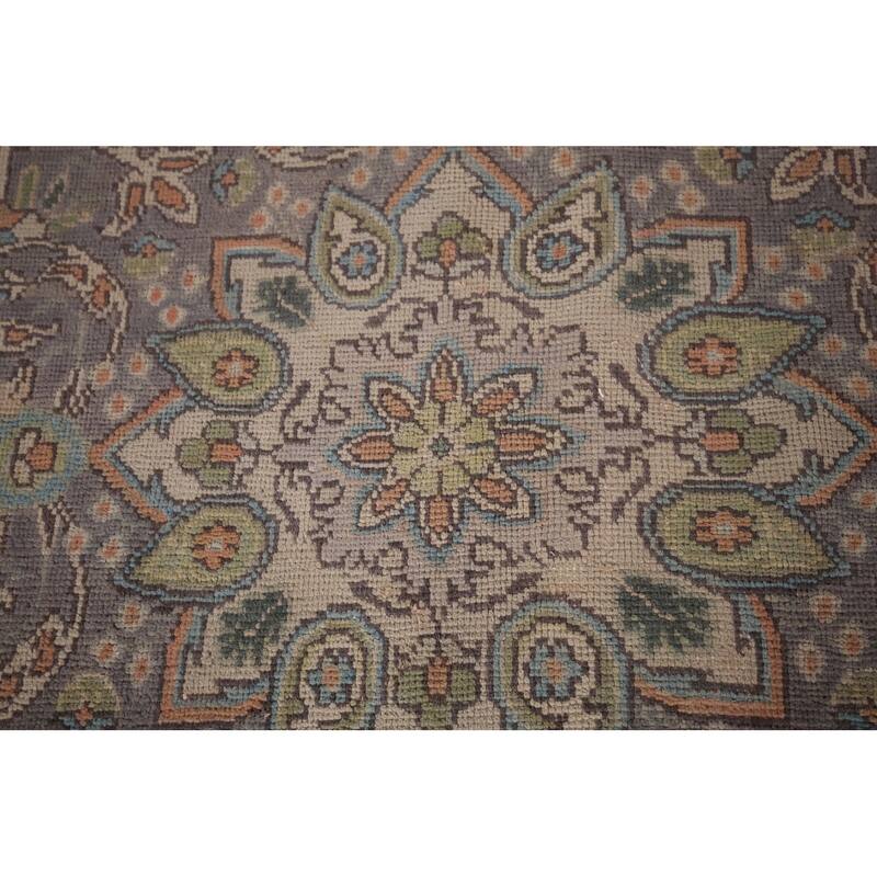 Beige & Gray Tabriz Persian Vintage Area Rug Handmade Wool Carpet - 9'4"x 12'5"