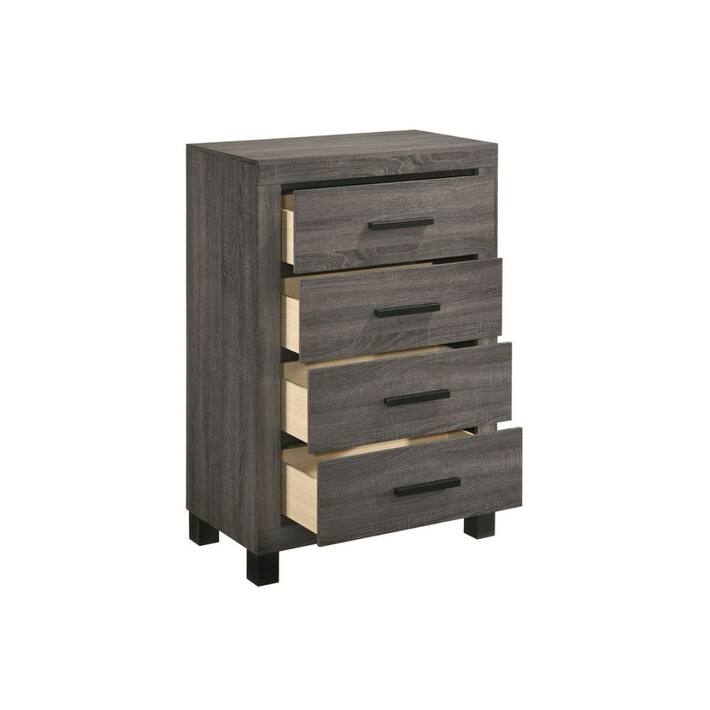 Modern Transitional Gray Wooden Chest with Bar Handle, Bedroom Fit - Gray