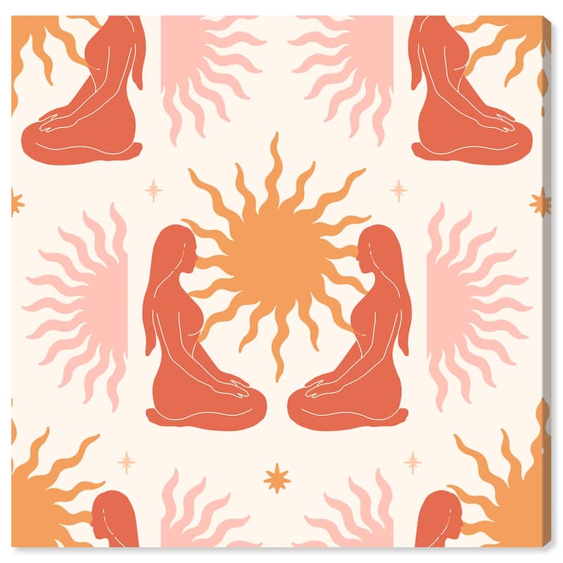 Wynwood Studio Canvas Spiritual Meditation Reflections Pattern Orange and Dark Orange Modern Wall Art Canvas Print