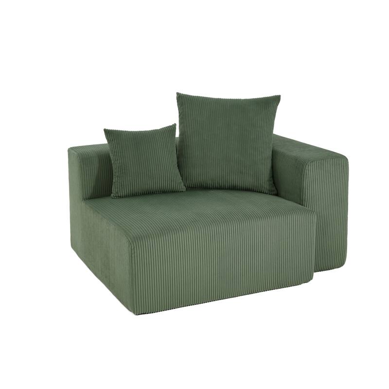 4-Piece Modern Corduroy Modular Sectional Sofa Set with 4 Throw Pillows