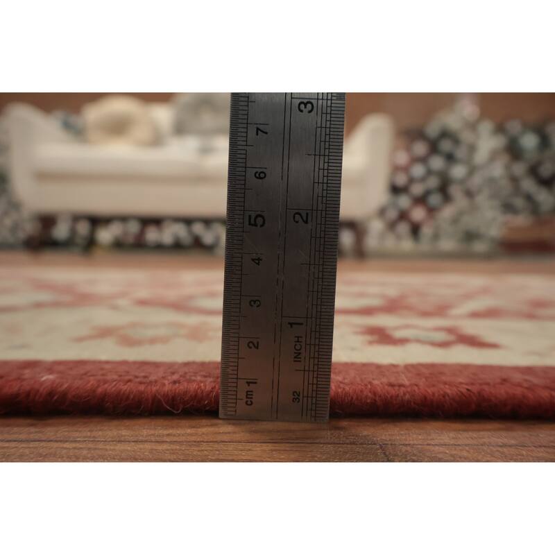 Hand Knotted Oriental 100% Wool Carpet Traditional All-Over Red Ziegler Area Rug - 3' 11'' X 1' 11''