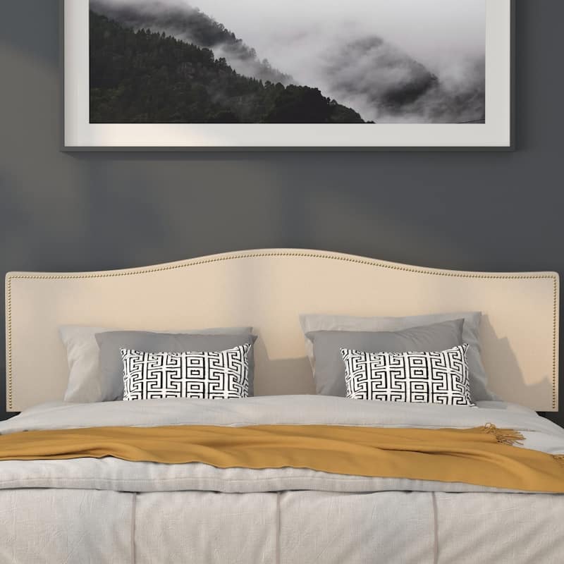 Arched Upholstered Headboard with Nailhead Trim