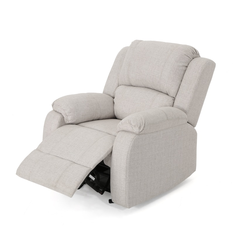 Roomfitters Manual Recliner Chair with Plush Beige Linen Fabric, Compact Armchair for Small Spaces