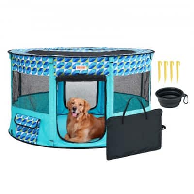 Foldable Pet Playpen Portable Dog Crate for Indoor Outdoor Use - 44 x 44 x 24 in
