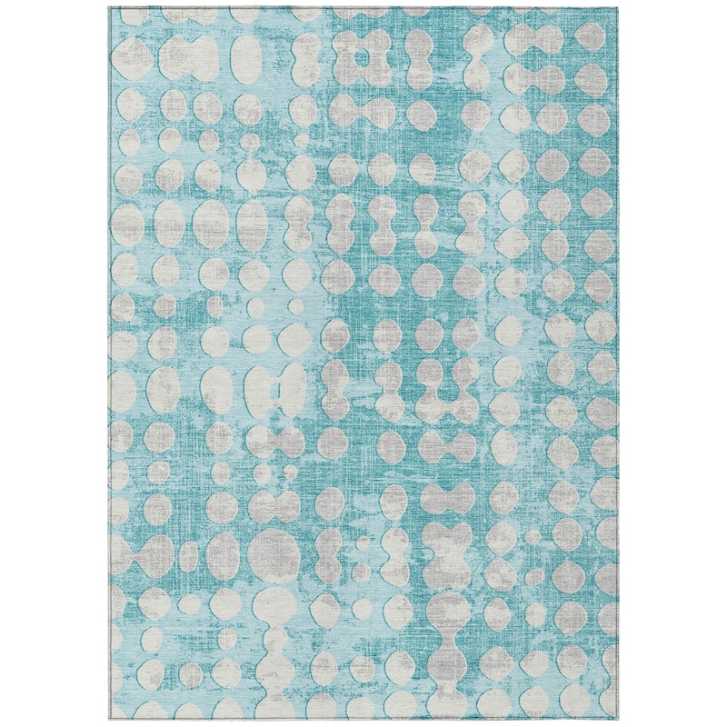 Machine Washable Indoor/ Outdoor Chantille Dots Abstract Rug