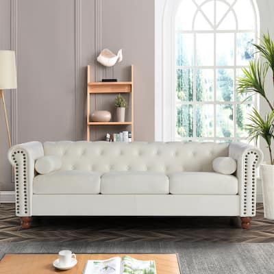 Chesterfield Button Tufted 3-seater Sofa with Nailheads