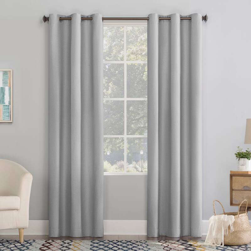 No. 918 Lindstrom Textured Draft Shield Fleece Insulated Room Darkening Grommet Curtain Panel, Single Panel - Gray - 40" x 84"