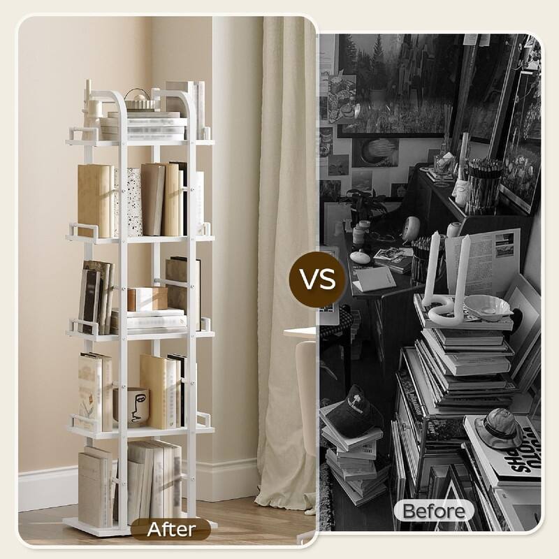 Rotating Bookshelf - 15"D x 9.4"W x 56.3"H