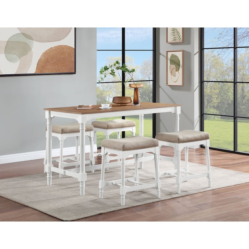 Martina 5-piece Rectangular Counter Height Dining Set - White