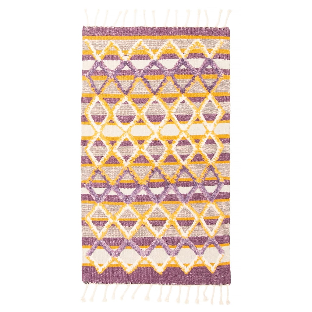 ECARPETGALLERY Hand-knotted Marrakech Purple Wool Kilim - 3'1 x 5'5