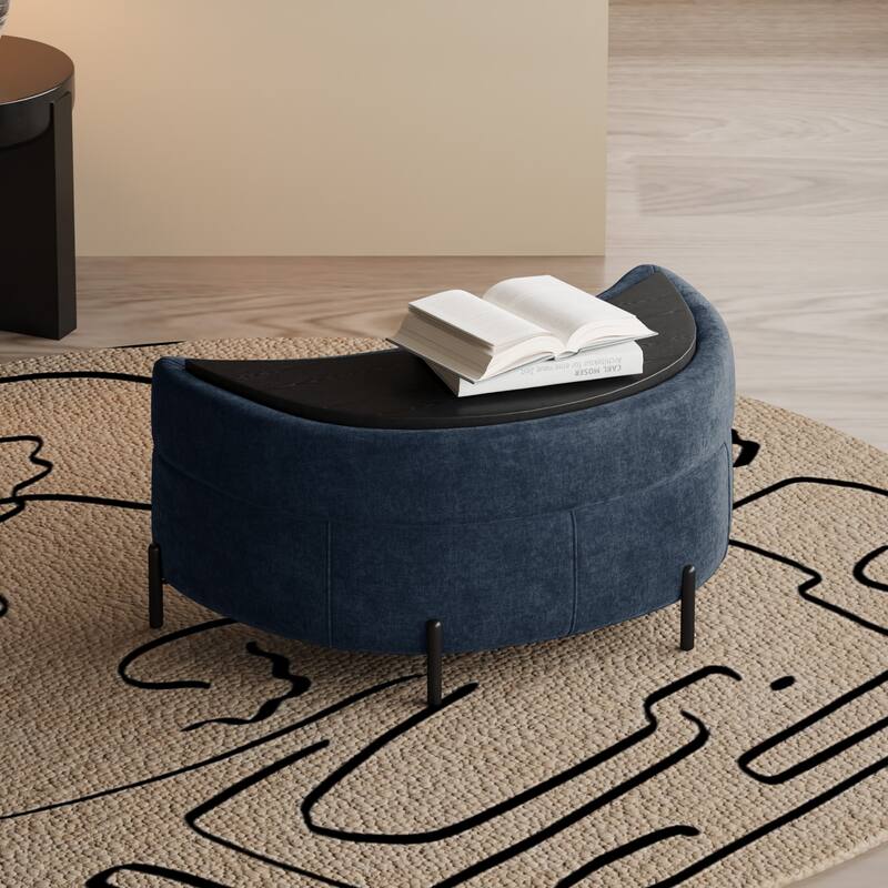 Modern Chenille 360° Swivel Accent Barrel Chair and Storage Ottoman