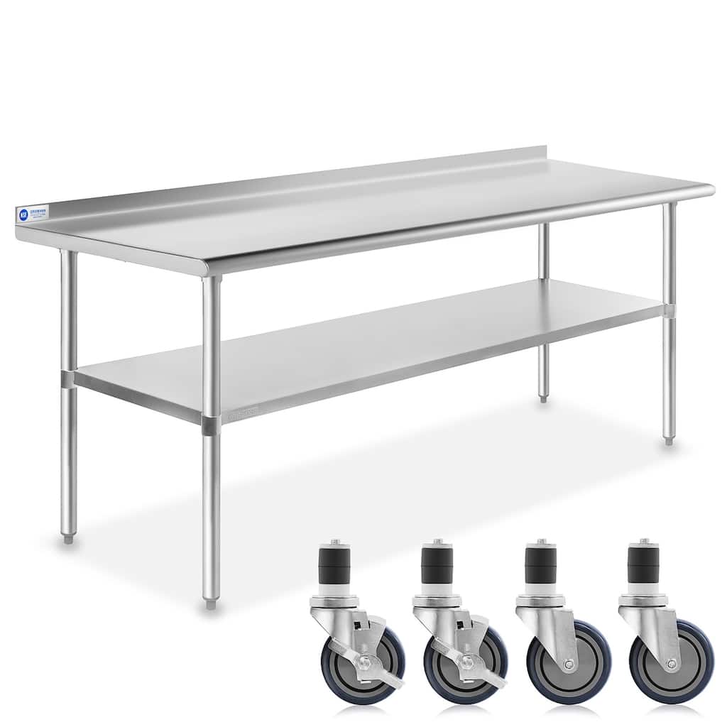 72 x 24in NSF Stainless Steel Prep Table with 4 Casters