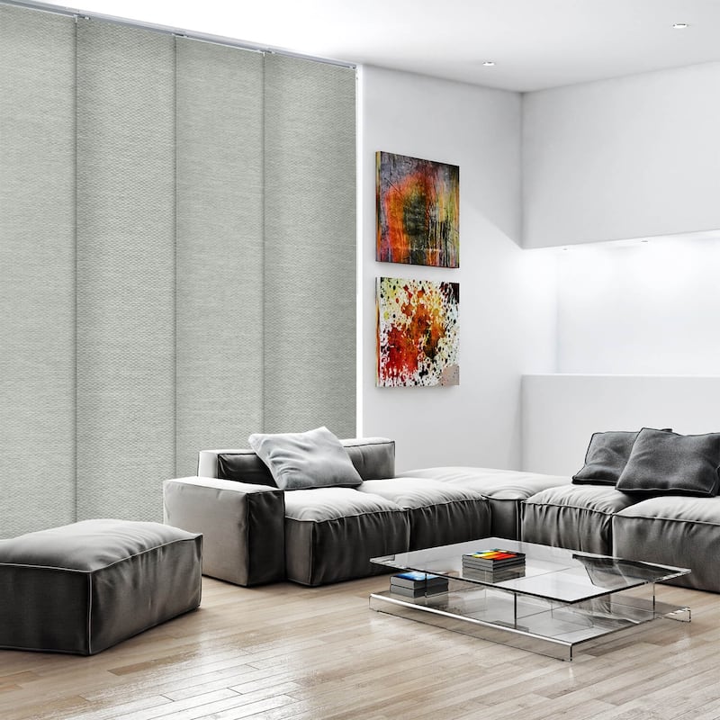 GoDear Design Natural Woven Adjustable Sliding Panel Track Blinds, Vertical Blinds, Dazzling Series, 45.8"- 86" W x 96" L