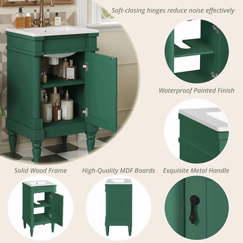 18-Inch Modern Bathroom Vanity with Sink