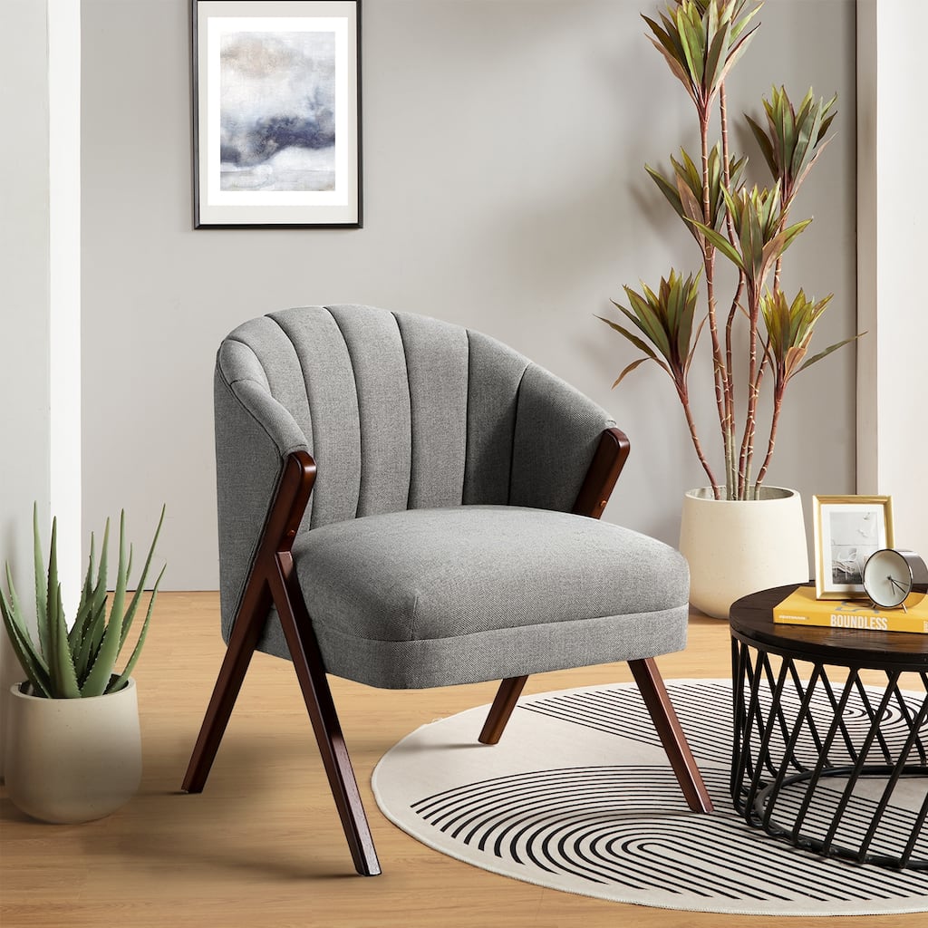 Vivian Mid-century Barrel Chair with a Scalloped Back by HULALA HOME