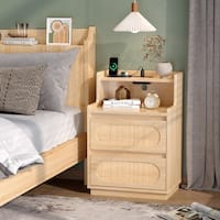 princess polly baby blue dress Kizie 5pc Queen Bedroom Set- XL Nightstand- Chest- Dresser- Beige Wood main image 1